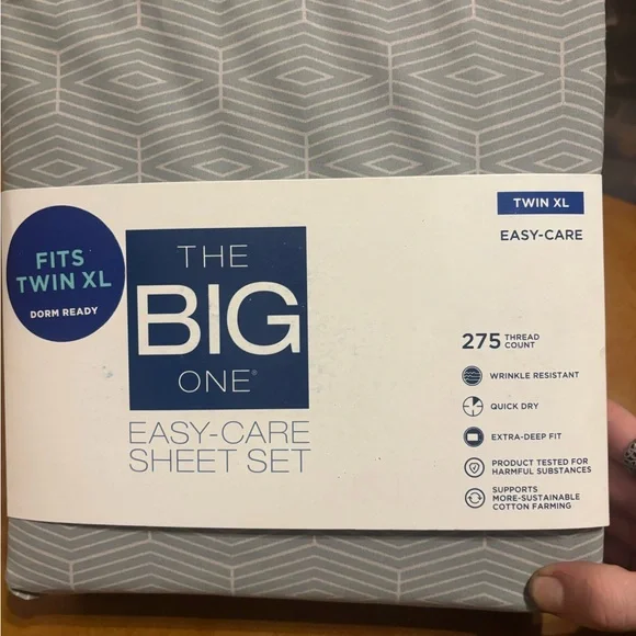 The Big One Easy-Care Twin XL Sheet Set in Light Gray - Picture 2 of 7